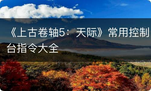 《上古卷轴5：天际》常用控制台指令大全