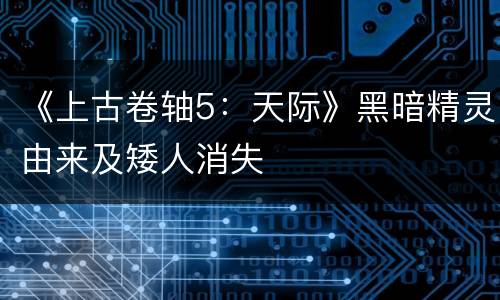 《上古卷轴5：天际》黑暗精灵由来及矮人消失