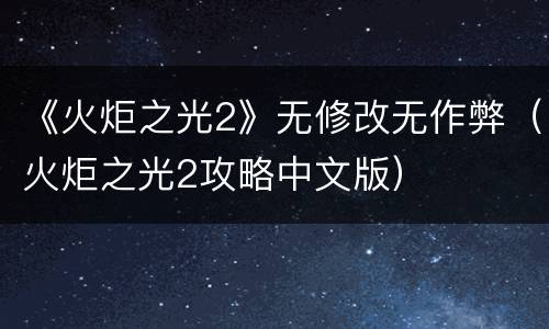 《火炬之光2》无修改无作弊（火炬之光2攻略中文版）