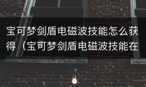 宝可梦剑盾电磁波技能怎么获得（宝可梦剑盾电磁波技能在哪）