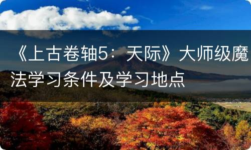 《上古卷轴5：天际》大师级魔法学习条件及学习地点