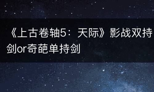 《上古卷轴5：天际》影战双持剑or奇葩单持剑