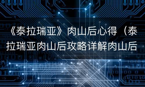 《泰拉瑞亚》肉山后心得（泰拉瑞亚肉山后攻略详解肉山后应该怎么玩）