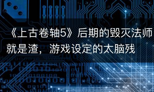 《上古卷轴5》后期的毁灭法师就是渣，游戏设定的太脑残
