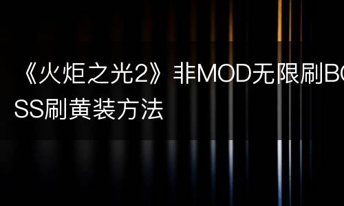 《火炬之光2》非MOD无限刷BOSS刷黄装方法