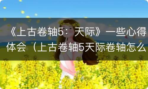 《上古卷轴5：天际》一些心得体会（上古卷轴5天际卷轴怎么用）