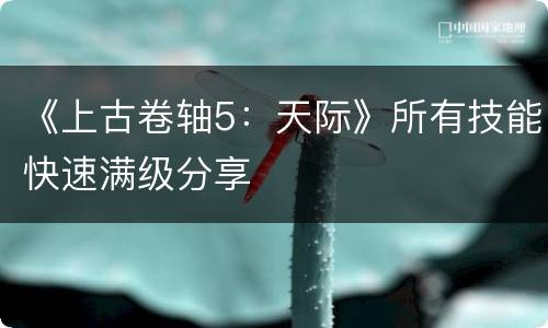《上古卷轴5：天际》所有技能快速满级分享