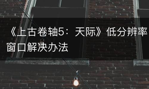 《上古卷轴5：天际》低分辨率窗口解决办法