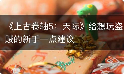 《上古卷轴5：天际》给想玩盗贼的新手一点建议