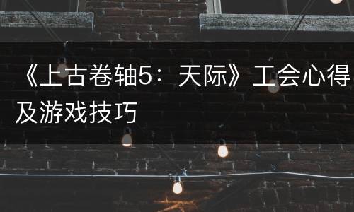 《上古卷轴5：天际》工会心得及游戏技巧