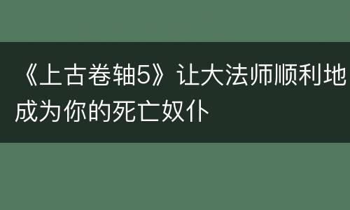 《上古卷轴5》让大法师顺利地成为你的死亡奴仆