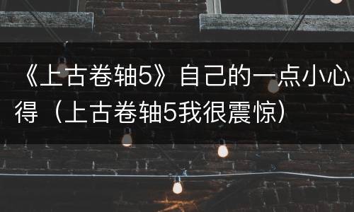 《上古卷轴5》自己的一点小心得（上古卷轴5我很震惊）