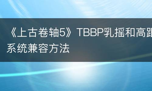 《上古卷轴5》TBBP乳摇和高跟系统兼容方法