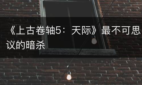 《上古卷轴5：天际》最不可思议的暗杀