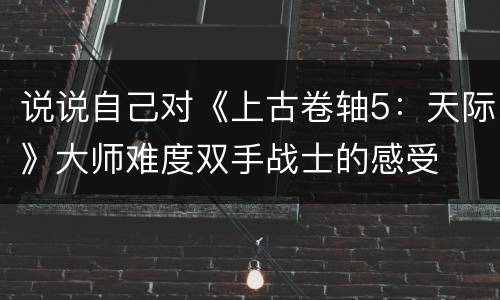 说说自己对《上古卷轴5：天际》大师难度双手战士的感受
