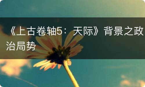 《上古卷轴5：天际》背景之政治局势