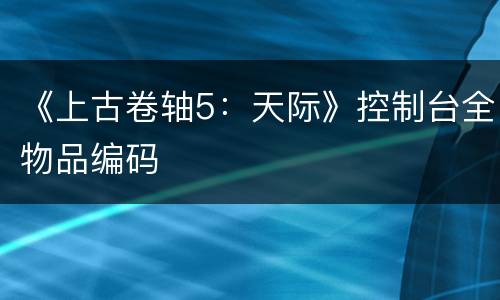 《上古卷轴5：天际》控制台全物品编码
