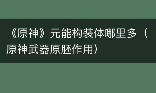 《原神》元能构装体哪里多（原神武器原胚作用）