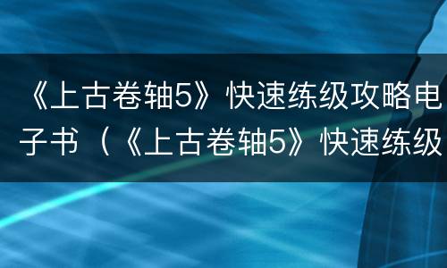《上古卷轴5》快速练级攻略电子书（《上古卷轴5》快速练级攻略电子书在线阅读）