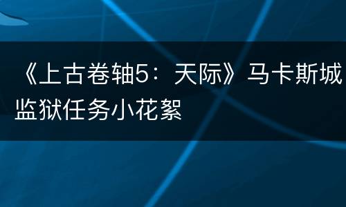 《上古卷轴5：天际》马卡斯城监狱任务小花絮
