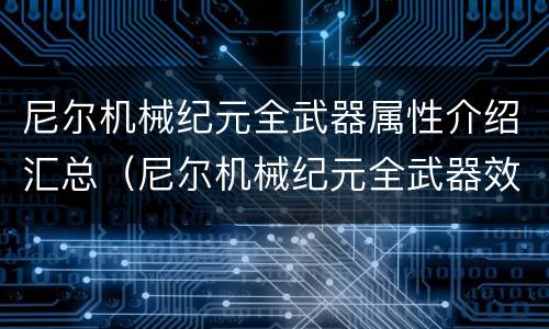 尼尔机械纪元全武器属性介绍汇总（尼尔机械纪元全武器效果）