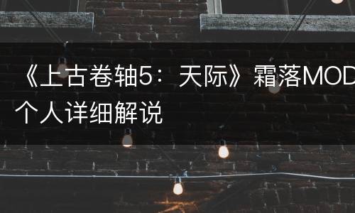 《上古卷轴5：天际》霜落MOD个人详细解说