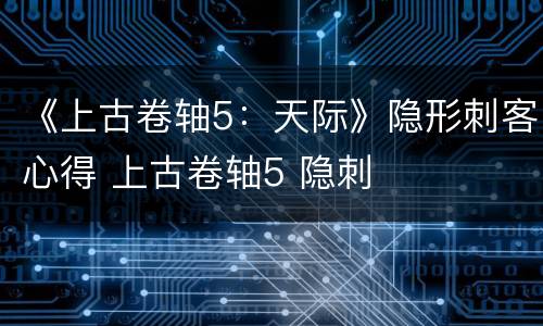 《上古卷轴5：天际》隐形刺客心得 上古卷轴5 隐刺