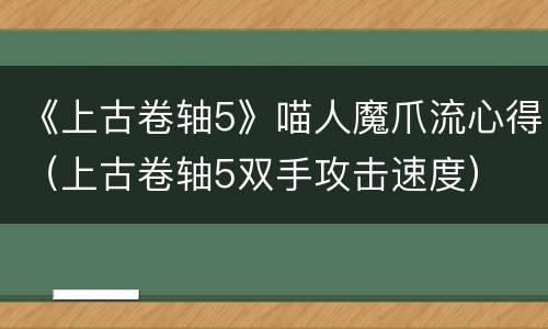 《上古卷轴5》喵人魔爪流心得（上古卷轴5双手攻击速度）