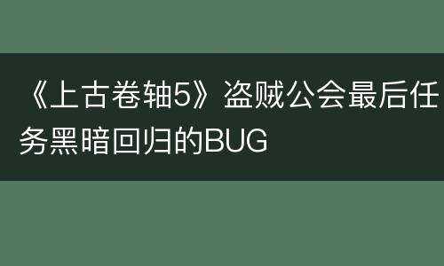 《上古卷轴5》盗贼公会最后任务黑暗回归的BUG