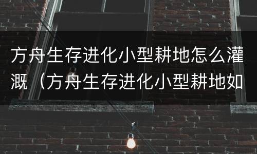 方舟生存进化小型耕地怎么灌溉（方舟生存进化小型耕地如何灌溉方法介绍）