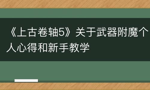 《上古卷轴5》关于武器附魔个人心得和新手教学