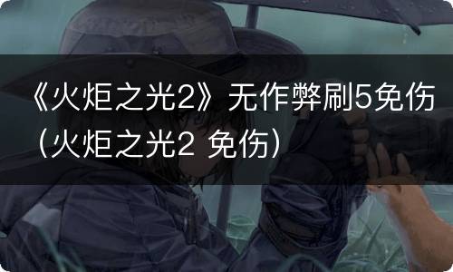《火炬之光2》无作弊刷5免伤（火炬之光2 免伤）