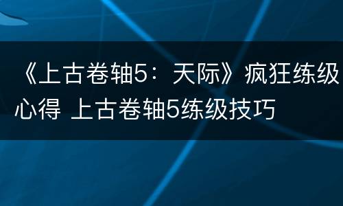 《上古卷轴5：天际》疯狂练级心得 上古卷轴5练级技巧