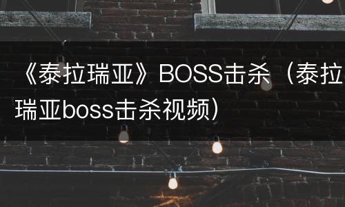 《泰拉瑞亚》BOSS击杀（泰拉瑞亚boss击杀视频）