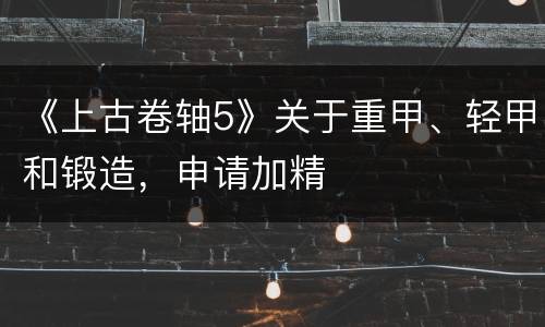 《上古卷轴5》关于重甲、轻甲和锻造，申请加精