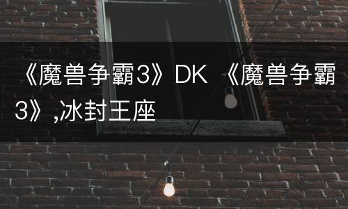 《魔兽争霸3》DK 《魔兽争霸3》,冰封王座