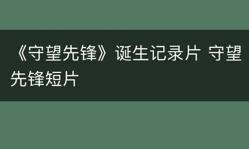 《守望先锋》诞生记录片 守望先锋短片