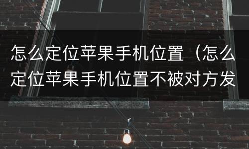 怎么定位苹果手机位置（怎么定位苹果手机位置不被对方发现）