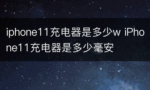 iphone11充电器是多少w iPhone11充电器是多少毫安