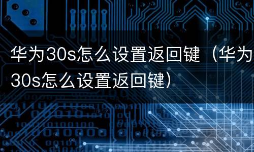 华为30s怎么设置返回键（华为30s怎么设置返回键）