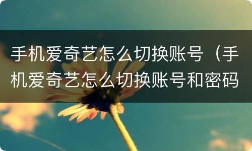 手机爱奇艺怎么切换账号（手机爱奇艺怎么切换账号和密码）
