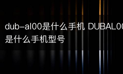 dub-al00是什么手机 DUBAL00是什么手机型号