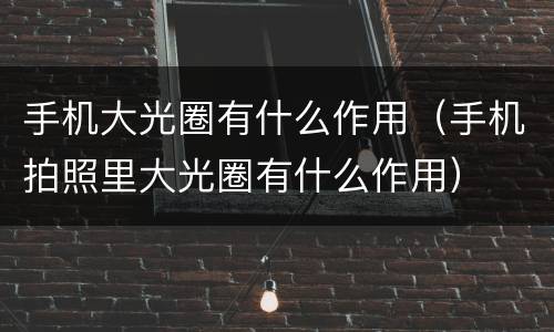 手机大光圈有什么作用（手机拍照里大光圈有什么作用）