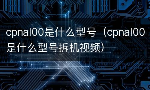 cpnal00是什么型号（cpnal00是什么型号拆机视频）