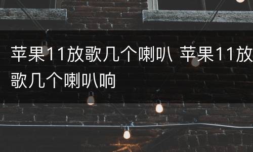 苹果11放歌几个喇叭 苹果11放歌几个喇叭响