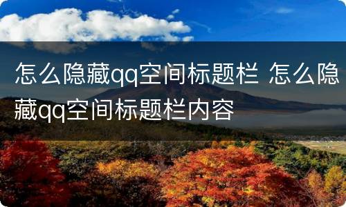 怎么隐藏qq空间标题栏 怎么隐藏qq空间标题栏内容