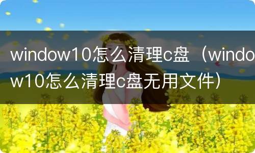 window10怎么清理c盘（window10怎么清理c盘无用文件）