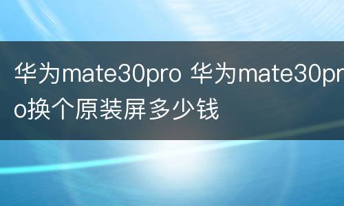华为mate30pro 华为mate30pro换个原装屏多少钱