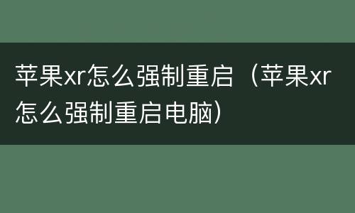 苹果xr怎么强制重启（苹果xr怎么强制重启电脑）