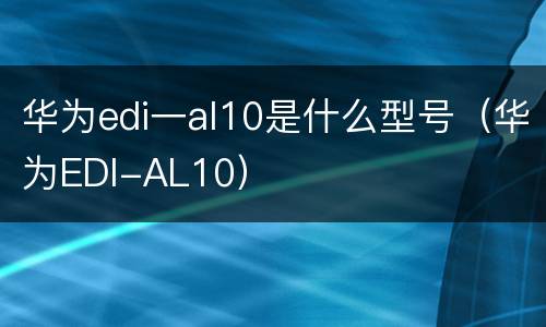 华为edi一al10是什么型号（华为EDI-AL10）